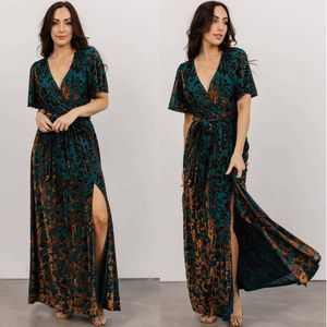 Baltic Born Uma Velvet Maxi Dress XL, Bronze+Jade $142